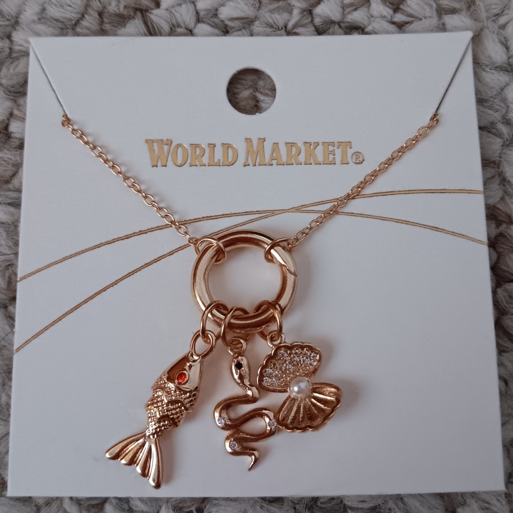 World Market Gold Plated Charm Necklace